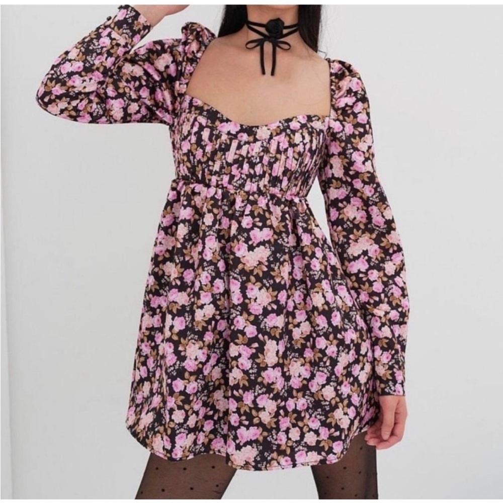 NWT For Love & Lemons Kate Long Sleeve Floral Mini Dress Size S